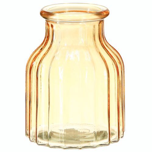 Vaso per fiori in vetro arancione design retrò Ø11cm H14,5cm 2 pezzi