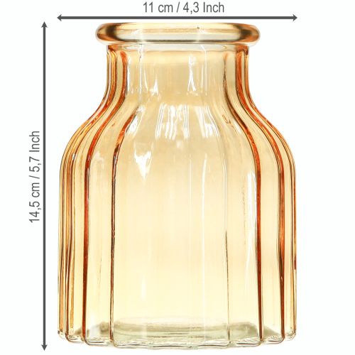 Prodotto Vaso per fiori in vetro arancione design retrò Ø11cm H14,5cm 2 pezzi