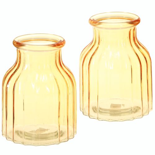 Prodotto Vaso per fiori in vetro arancione design retrò Ø11cm H14,5cm 2 pezzi