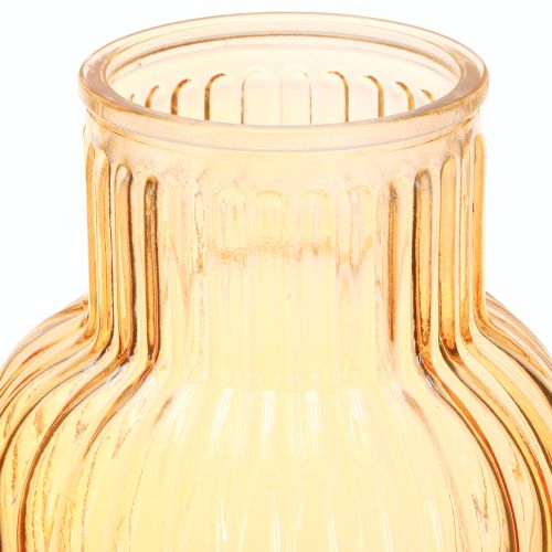 Prodotto Vaso per fiori in vetro con scanalature retrò arancioni Ø13,5cm H20cm