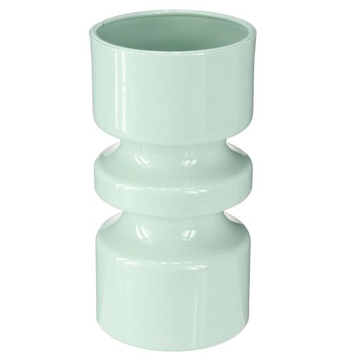 Vaso per fiori in metallo smaltato verde menta Ø9cm H17.5cm