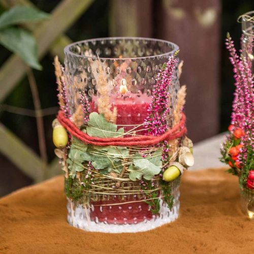 Floristik24 Vaso per fiori, vaso in vetro, candela in vetro, lanterna in vetro Ø11,5 cm H18,5 cm