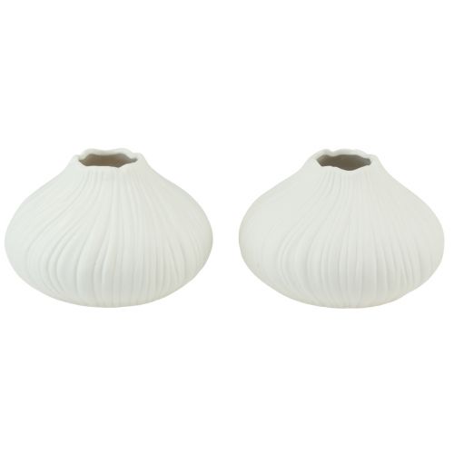 Prodotto Vaso da fiori in ceramica a forma di cipolla bianco Ø13cm H13,5cm 2 pezzi