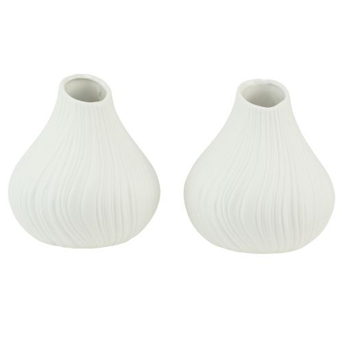 Prodotto Vaso da fiori in ceramica a forma di cipolla bianco Ø13cm H13,5cm 2 pezzi