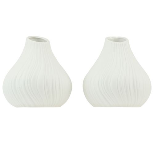 Prodotto Vaso da fiori in ceramica a forma di cipolla bianco Ø13cm H13,5cm 2 pezzi