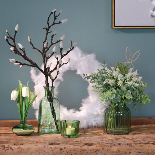 Prodotto Vasi per fiori in vetro verde decorazione retrò Ø11cm H14,5cm 2 pezzi