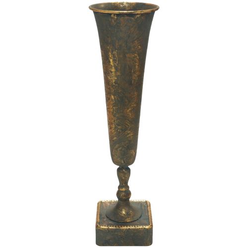 Floristik24 Vaso da terra in metallo vaso grigio oro aspetto antico Ø15,5 cm H57 cm