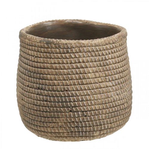 Floristik24 Vaso da fiori Boho fioriera con motivo intrecciato in ceramica Ø12cm H14cm 2 pezzi