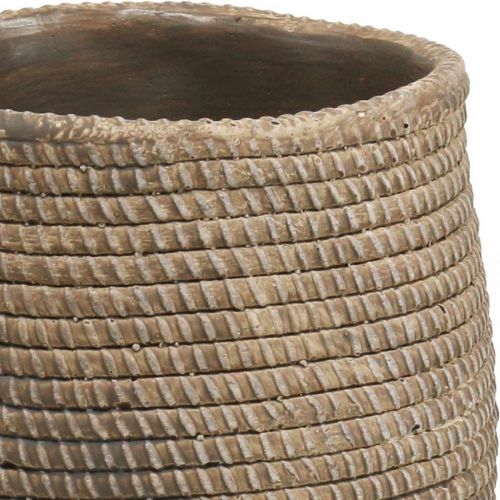 Floristik24 Vaso da fiori Boho fioriera con motivo intrecciato in ceramica Ø12cm H14cm 2 pezzi