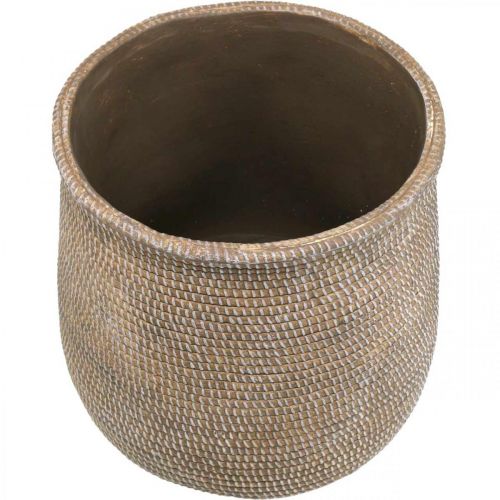 Floristik24 Boho vaso di fiori in ceramica grande aspetto intrecciato Ø21,5 cm H24 cm