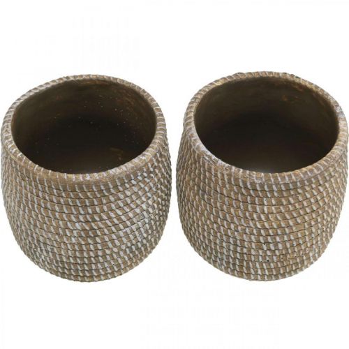 Prodotto Boho vaso di fiori cachepot in ceramica aspetto intrecciato Ø9cm H10.5cm 2pz
