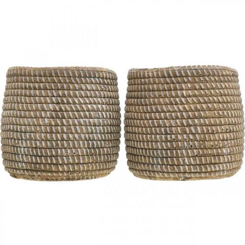 Prodotto Boho vaso di fiori cachepot in ceramica aspetto intrecciato Ø9cm H10.5cm 2pz