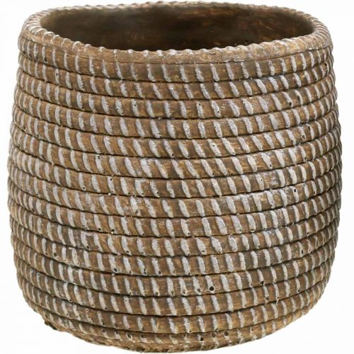 Prodotto Boho vaso di fiori cachepot in ceramica aspetto intrecciato Ø9cm H10.5cm 2pz