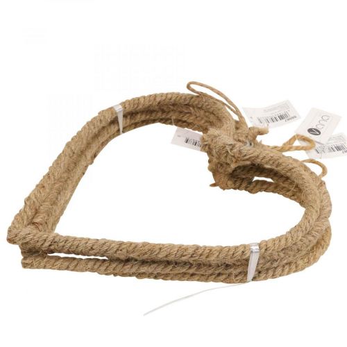 Floristik24 Stile boho, anello in metallo cuore anello decorativo nastro di iuta B23cm 4 pezzi