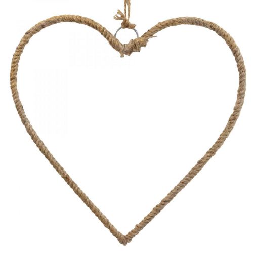 Stile boho, anello decorativo in metallo cuore nastro di iuta L33cm 3 pezzi