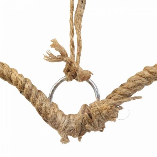 Floristik24 Stile boho, anello decorativo in metallo cuore nastro di iuta L33cm 3 pezzi