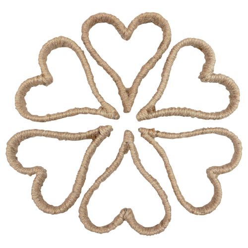 Floristik24 Anello decorativo in metallo con cuore stile Boho, nastro di iuta 11 cm 6 pezzi