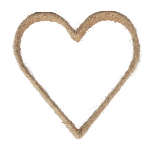 Floristik24 Stile boho, nastro di iuta con decorazione ad anello in metallo a forma di cuore 30 cm