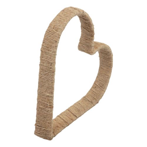Prodotto Stile Boho, anello decorativo in metallo con cuore e nastro di iuta 30 cm