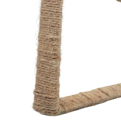 Prodotto Stile Boho, anello decorativo in metallo con cuore e nastro di iuta 30 cm