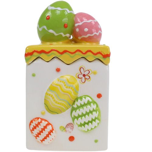 Floristik24 Barattolo di caramelle giallo Pasqua 13,5 cm
