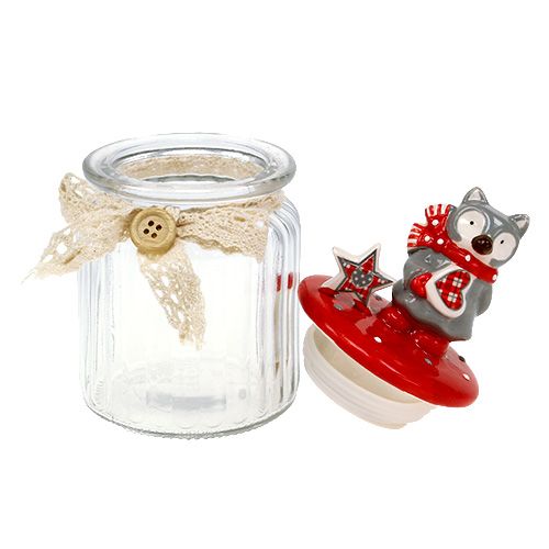 Floristik24 Caramella con coperchio volpe Ø7,5cm H16cm