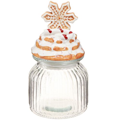 Prodotto Barattolo di caramelle Barattolo di biscotti natalizi Fiocco di neve H20cm