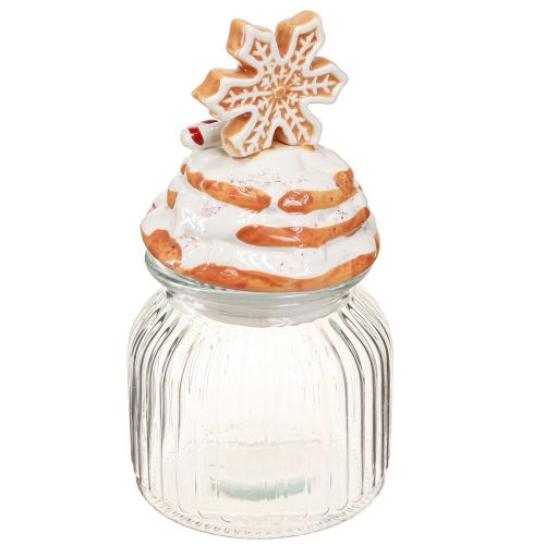 Prodotto Barattolo di caramelle Barattolo di biscotti natalizi Fiocco di neve H20cm