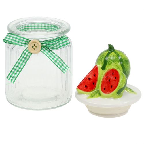 Floristik24 Bomboniera in vetro con coperchio frutta melone H15,5cm
