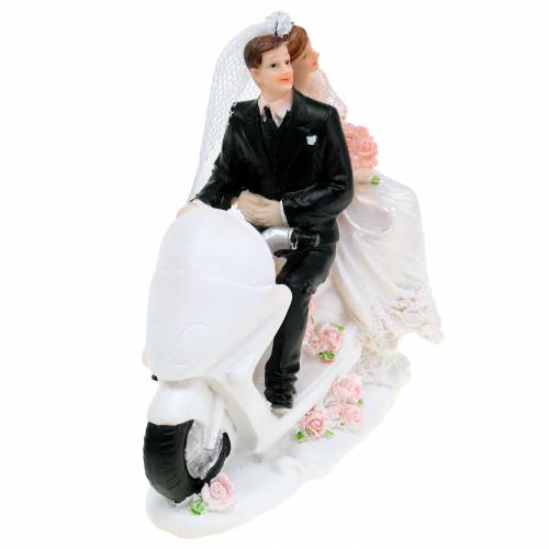 Floristik24 Figura di coppia di sposi su moto 12 cm