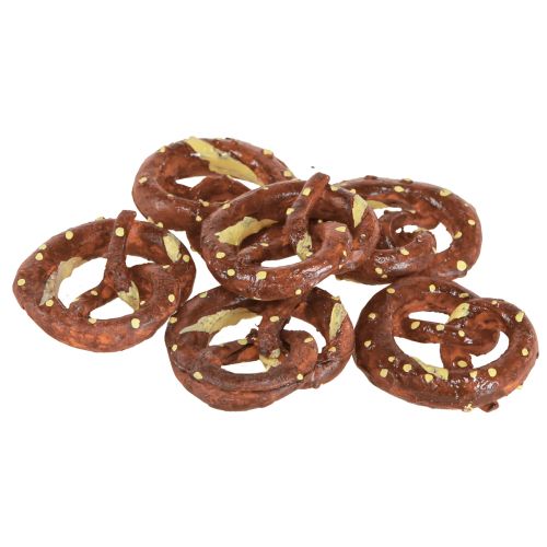 Prodotto Decorazione pretzel decorazione cosparsa marrone mini pretzel artificiali 4 cm 6 pz