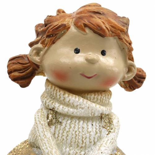 Prodotto Figure decorative fratellino e sorellina oro, glitter 10 / 6,5 cm set di 2