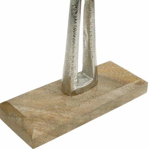 Floristik24 Albero decorativo faggio argento, sagoma albero in metallo, albero decorativo su legno mango
