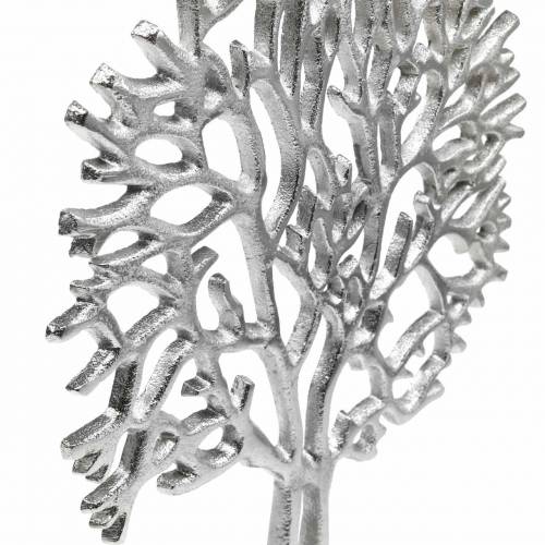 Floristik24 Albero decorativo faggio argento, sagoma albero in metallo, albero decorativo su legno mango