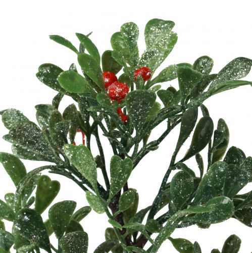 Prodotto Ramo artificiale invernale verde bacche rosse glitter gelo 36 cm