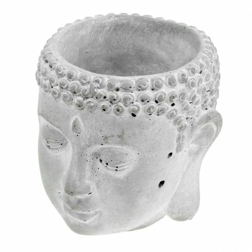 Floristik24 Testa di Buddha per piantare cemento grigio, lavato bianco Ø8 H8cm