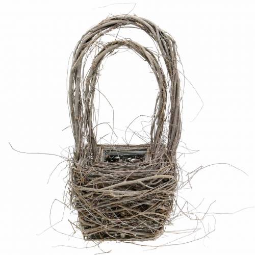 Floristik24 Cesto decorativo in vimini con manico naturale H36.5cm H45cm set di 2