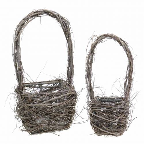 Floristik24 Cesto decorativo in vimini con manico naturale H36.5cm H45cm set di 2