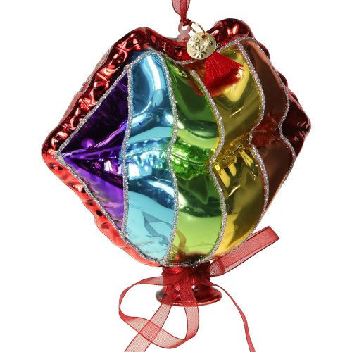 Prodotto Palline di Natale colorate in vetro, palloncini a forma di cuore e bacio, bocca, 12 cm, 2 pezzi