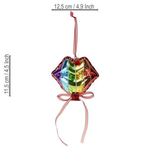 Prodotto Palline di Natale colorate in vetro, palloncini a forma di cuore e bacio, bocca, 12 cm, 2 pezzi
