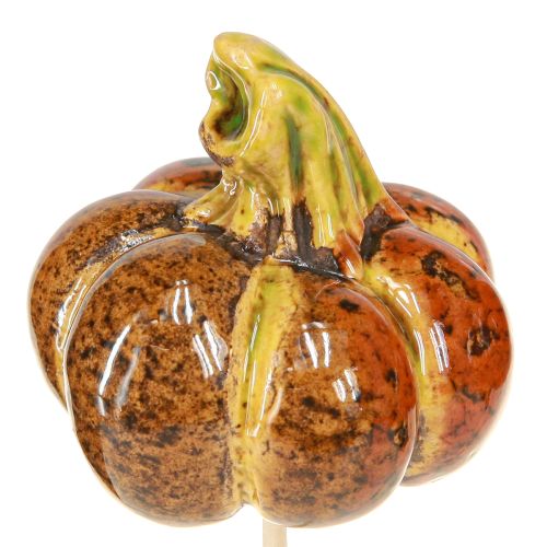 Prodotto Mini zucche colorate su bastoncino decorazione in ceramica 5-6,5 cm 3 pezzi