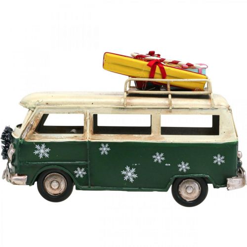 Floristik24 Decorazione natalizia auto Autobus natalizio autobus vintage verde 17cm