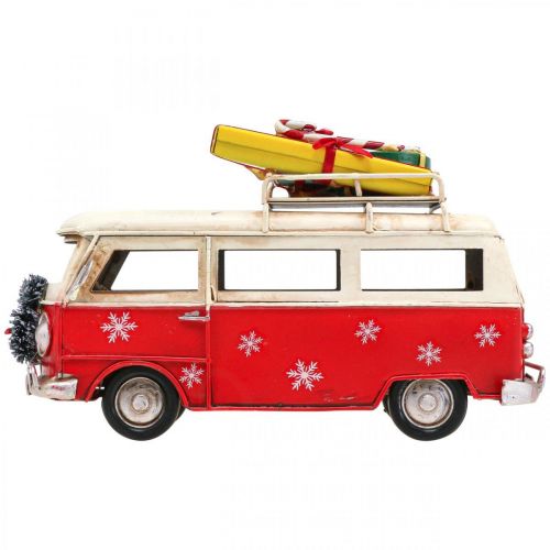 Floristik24 Decorazione natalizia Auto Autobus natalizio Autobus vintage Rosso L17cm