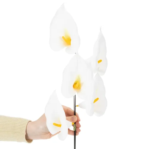 Calla artificiale con stami gialli, fiori decorativi, 35 cm, 10 pezzi | Floristik24.it