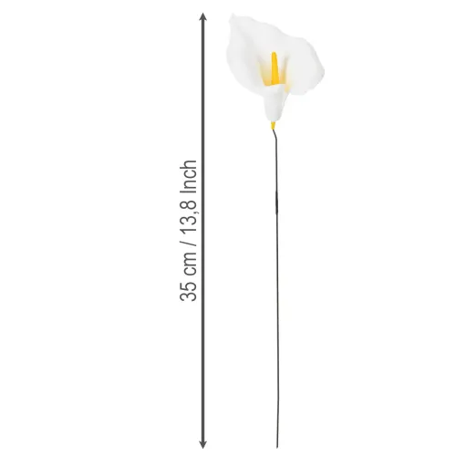 Calla artificiale con stami gialli, fiori decorativi, 35 cm, 10 pezzi | Floristik24.it