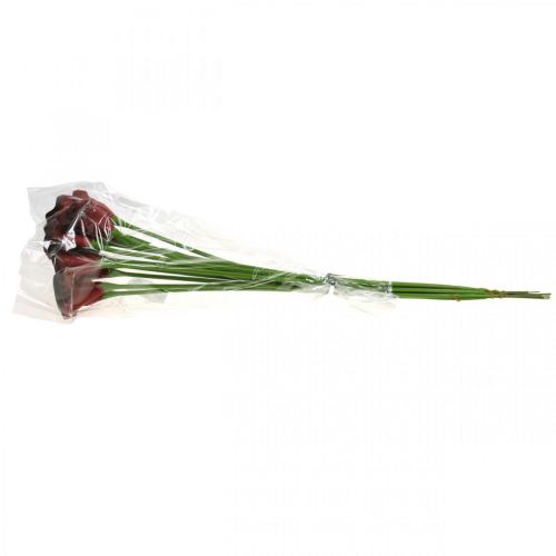 Prodotto Fiori artificiali Calla rosso bordeaux in mazzo 57 cm 12 pz