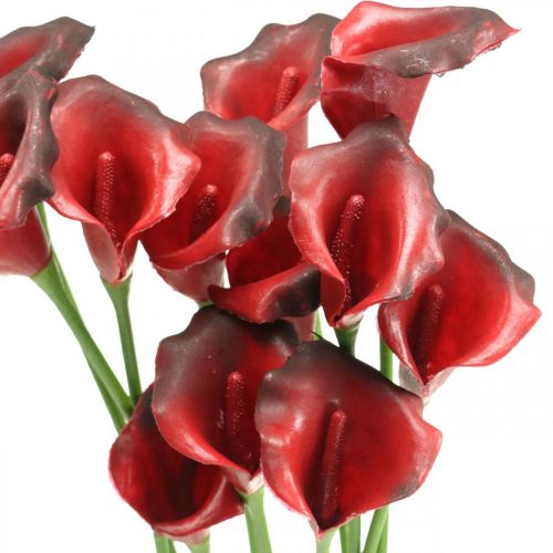 Prodotto Fiori artificiali Calla rosso bordeaux in mazzo 57 cm 12 pz