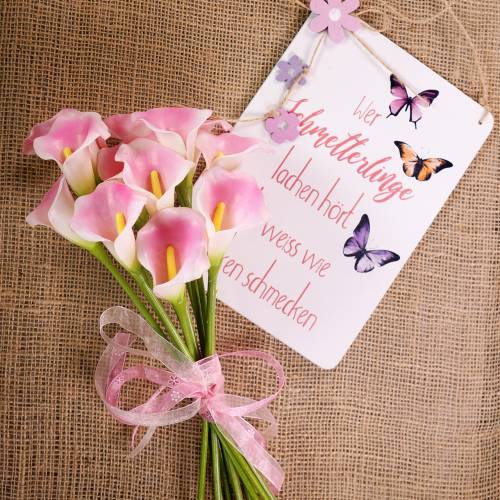 Floristik24 Fiore decorativo Calla rosa 57 cm 12 pezzi