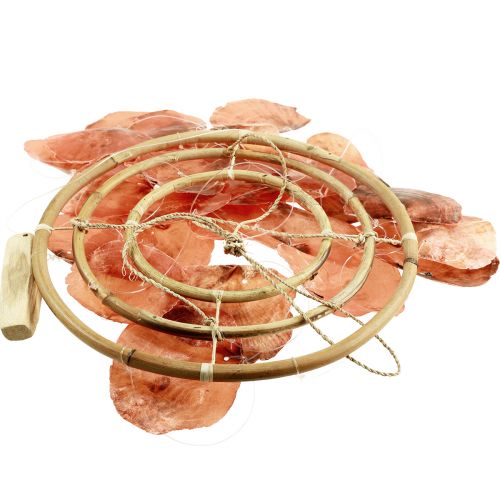 Prodotto Campana a vento Capiz arancione carillon in legno marittimo 90 cm