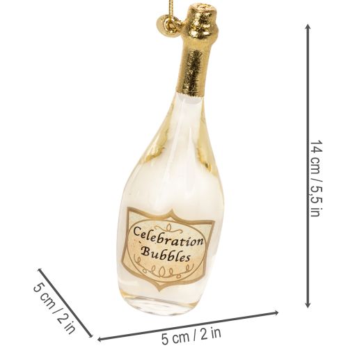 Prodotto Set di ciondoli a forma di bottiglia e calice di champagne, decorazione per albero di Natale, 14 cm, 2 pezzi